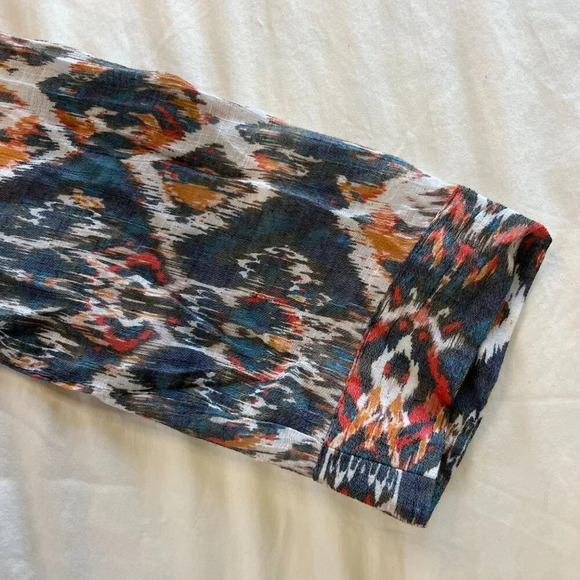 Westbound Multicolor Geometric Pattern 3/4 Sleeve Button Up Blouse | Size XL - Picture 3 of 8